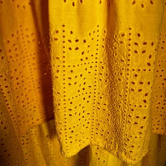 Sundance Selma Yellow Embroidered Eyelet Peasant Dress Midi - Picture 7 of 8